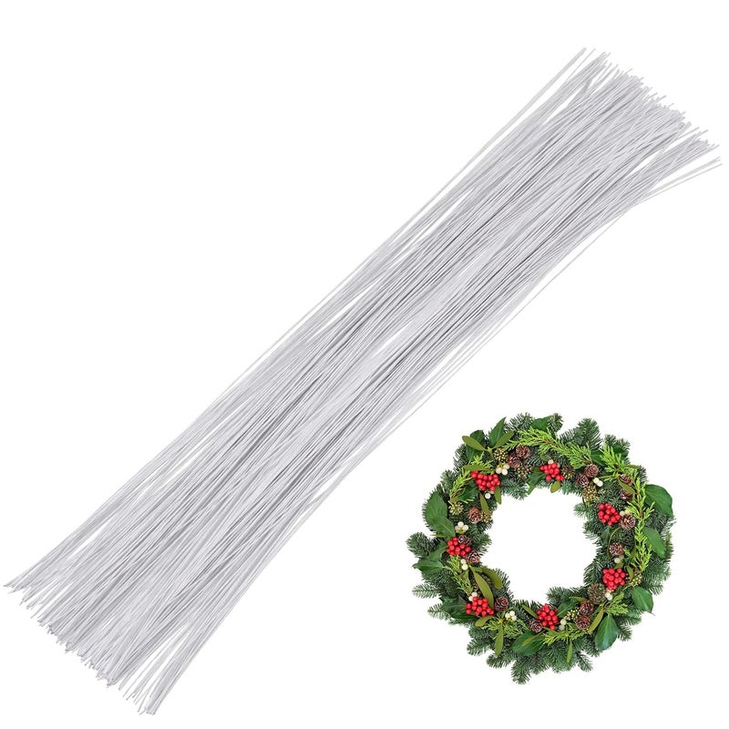 SOCNITC 100pcs Floral Wire White, 26 Gauge Flower Wire Sticks, Floral Supplies 14 inches for DIY Floral Arrangements Floral Arranging Craft Projects Corsages, Wedding Bouquet - Image 1